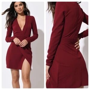 TOBI Ava Dress NEW Wine Burgundy Red Bodycon Plunging V Neck Size Small